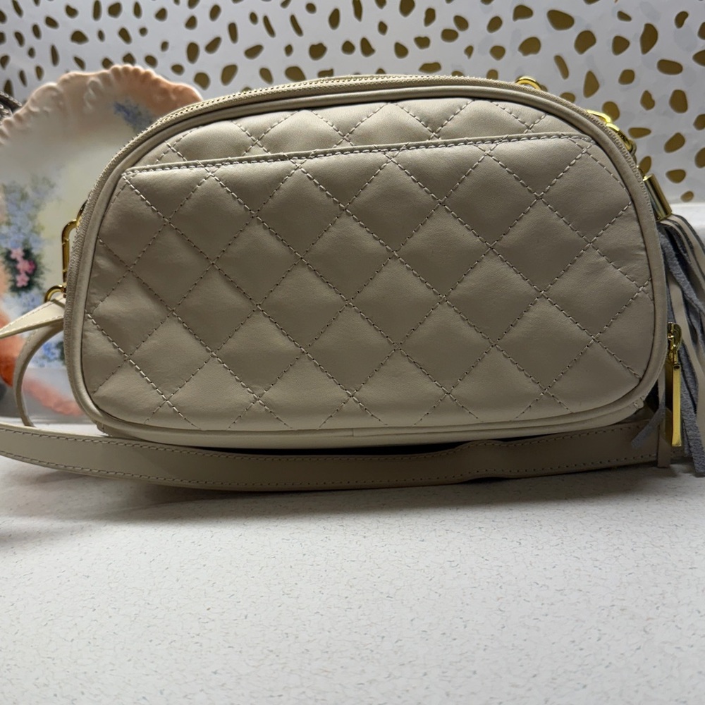 Joy and Iman Cream Quilted Leather Women's Bag, NWOT